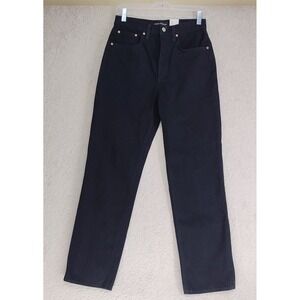 Denim Forum Jeans Womens 25W The Joni High Rise Loose 29L Black Button Fly